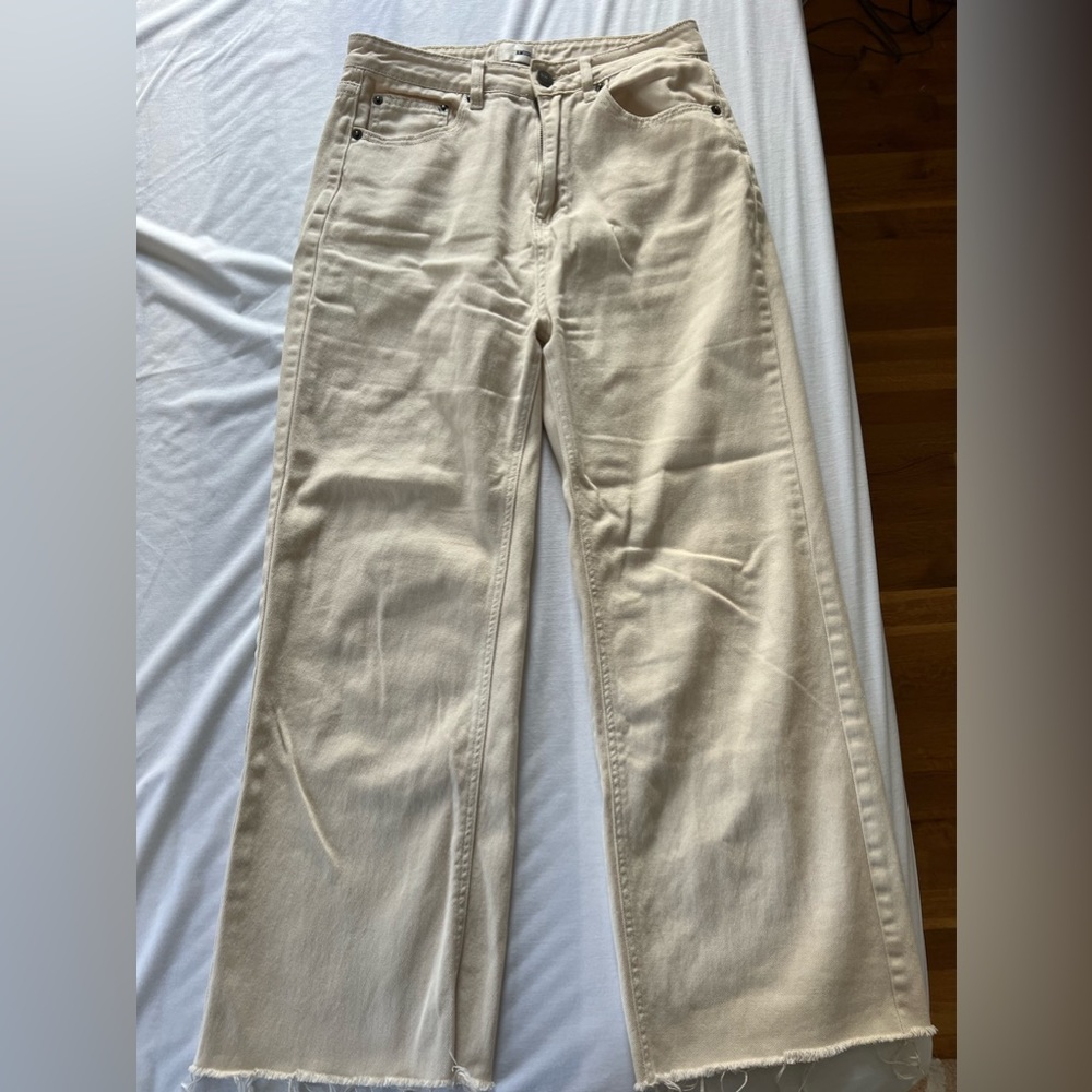 Cream straight leg jean